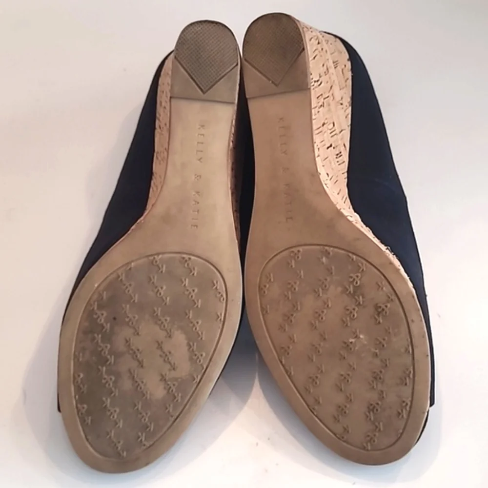 Kelly & Katie Kaydena Wedge Sandals Peep Toe Slip On 3 Inch Heel Canvas Shoes 9